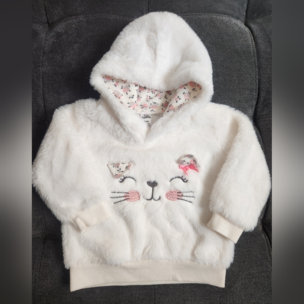 Baby Essentials White Furry Bunny Hoodie